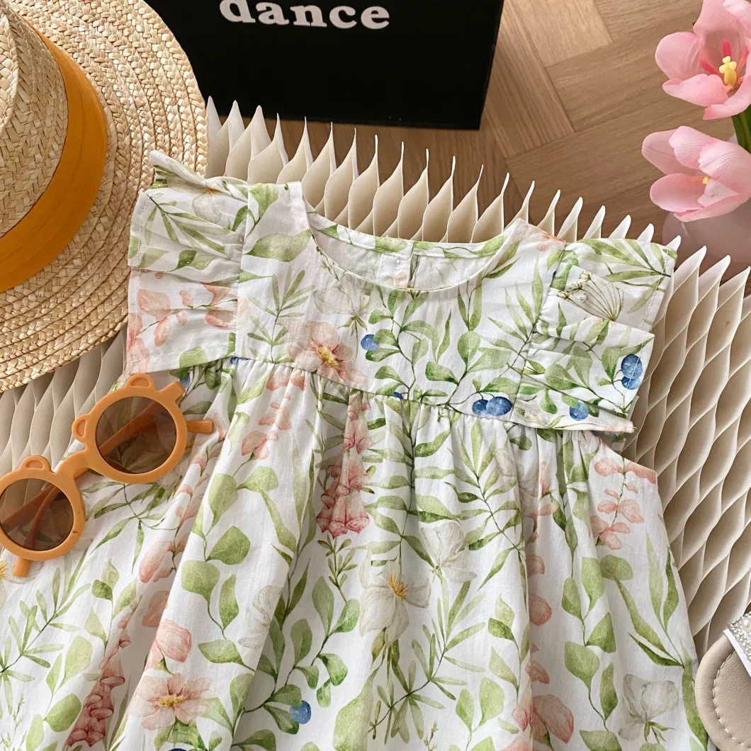 Girls Summer Dress 0-6 Years Old Summer Korean Children′s Baby Floral Princess Dress Little Girl Skirt