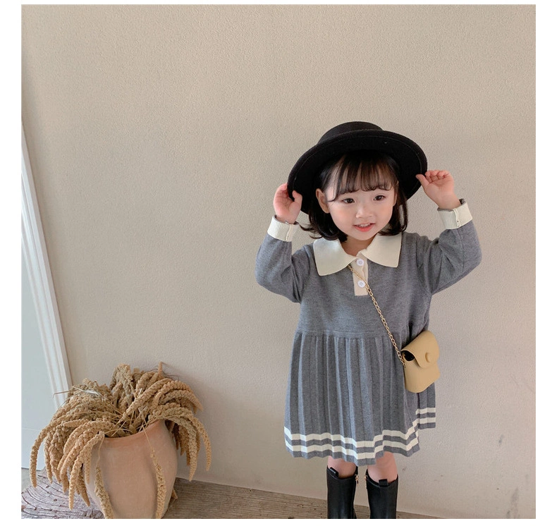 Girls Dress Children′ S Clothing Wholesale 2023 Autumn Girls Sweater Skirt Woolen Skirt MID-Length Princess