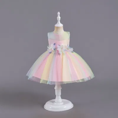 Maßgeschneidertes Puffy Sweet Style Blumenmädchen-Hochzeitskleid, elegantes Prinzessin-Baby-Party-Geburtstagskleid für schnelle Lieferung