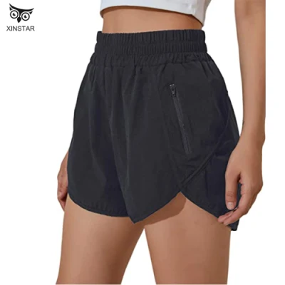 Damen-Laufshorts, elastische Shorts mit hoher Taille