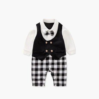 Herbst/Winter Baumwolle Gentleman Neugeborenen Baby Kleidung Overalls Kleidung Großhandel Baby Jungen Strampler