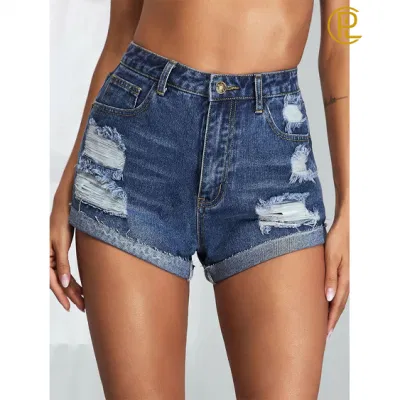 Heiße Verkaufs-Sommer-klassische Loch-blaue Frauen-Denim-Shorts